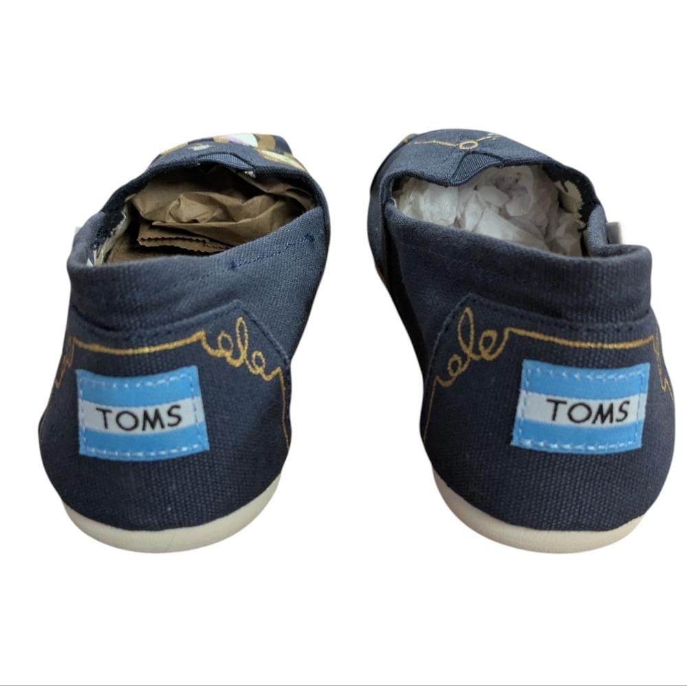 TOMS Custom Hand Painted Beauty and the Beast Navy Flats Size 7 - Picture 7 of 12